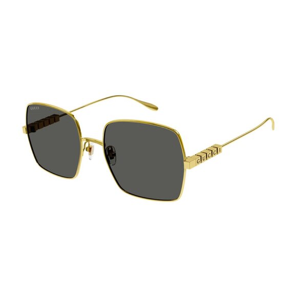 NEW GUCCI SUNGLASSES, AUTHENTIC GUCCI SQUARE GOLD GRAY WOMEN SUNGLASSES - Picture 1 of 3
